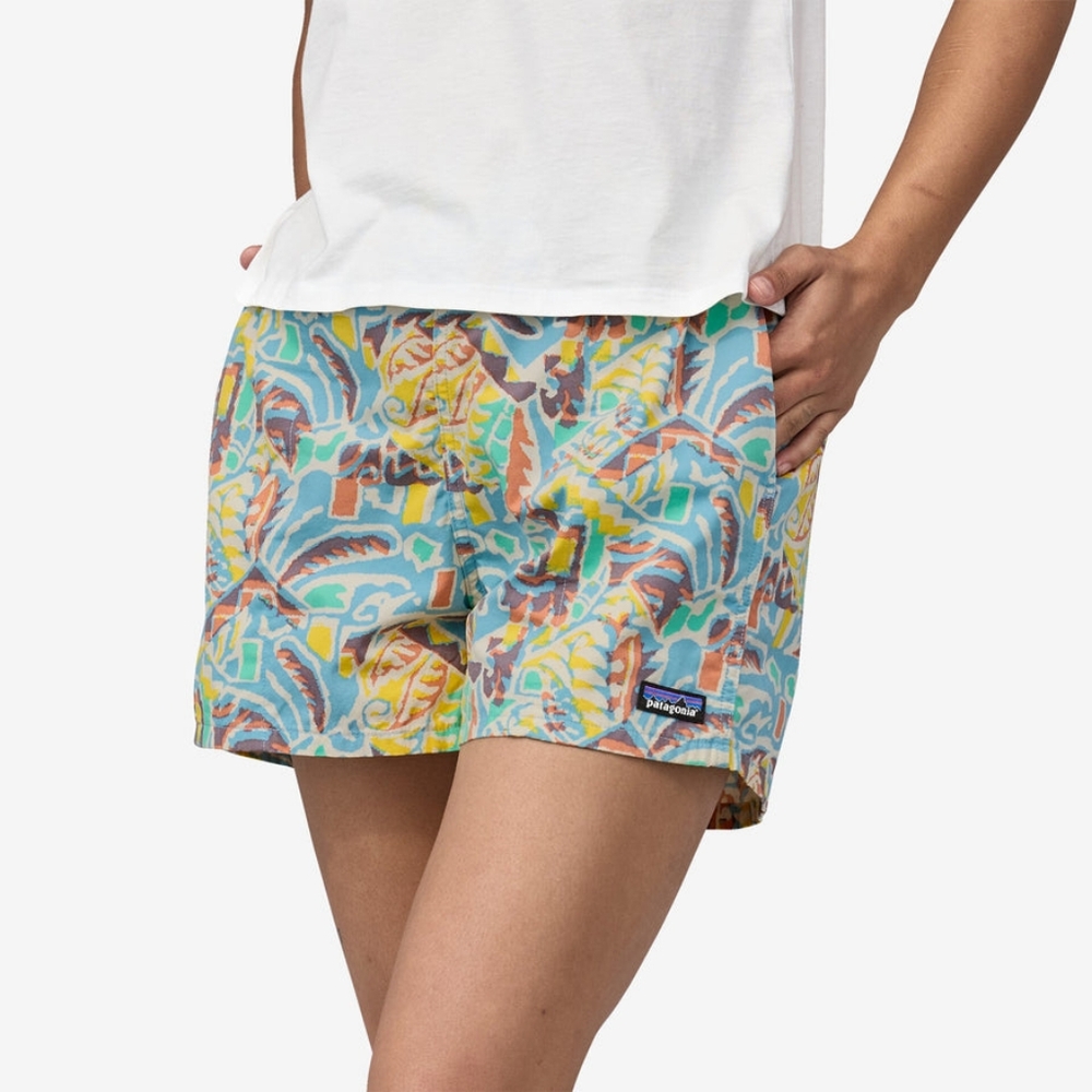Patagonia High Waist Printed Shorts in Teal, Yellow, Coral